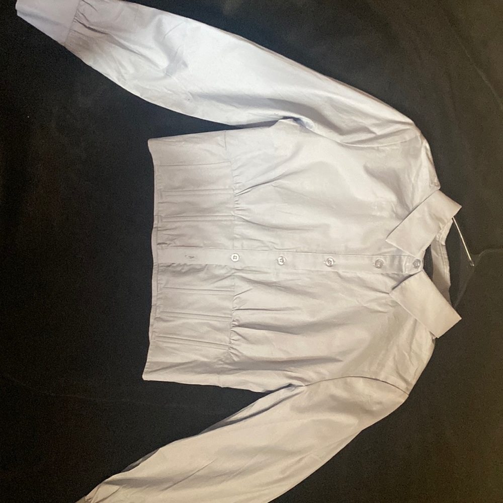 New light Blue cropped dress shirt